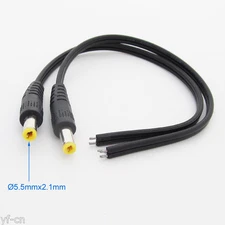 100pcs 25cm 18AWG DC Power Cable Pigtail 5.5x2.1mm DC Male For CCTV Security