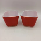2 Pyrex #0501 Small 1.5 cup RED Refrigerator Dish Container No Lid READ