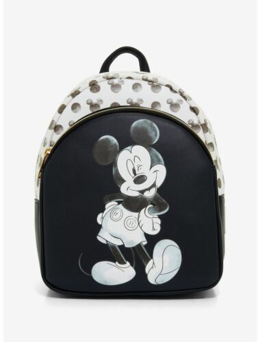 Loungefly Disney Icons Mickey Mouse Wink schwarz & weiß Mini-Rucksack neu mit Etikett  - Bild 1 von 6