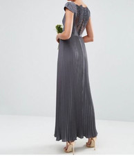 ASOS Wedding Lace and Pleat Maxi Evening dress Colored in PURPLE, SIZE 8