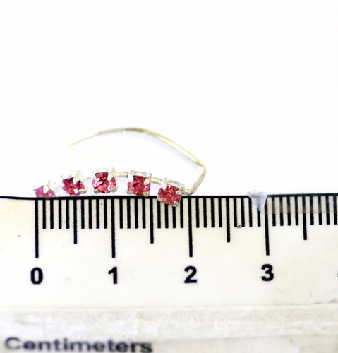 925 sterling silver womens pink CZ earrings 1.1g ear wire climber crawler cuff - Picture 5 of 6