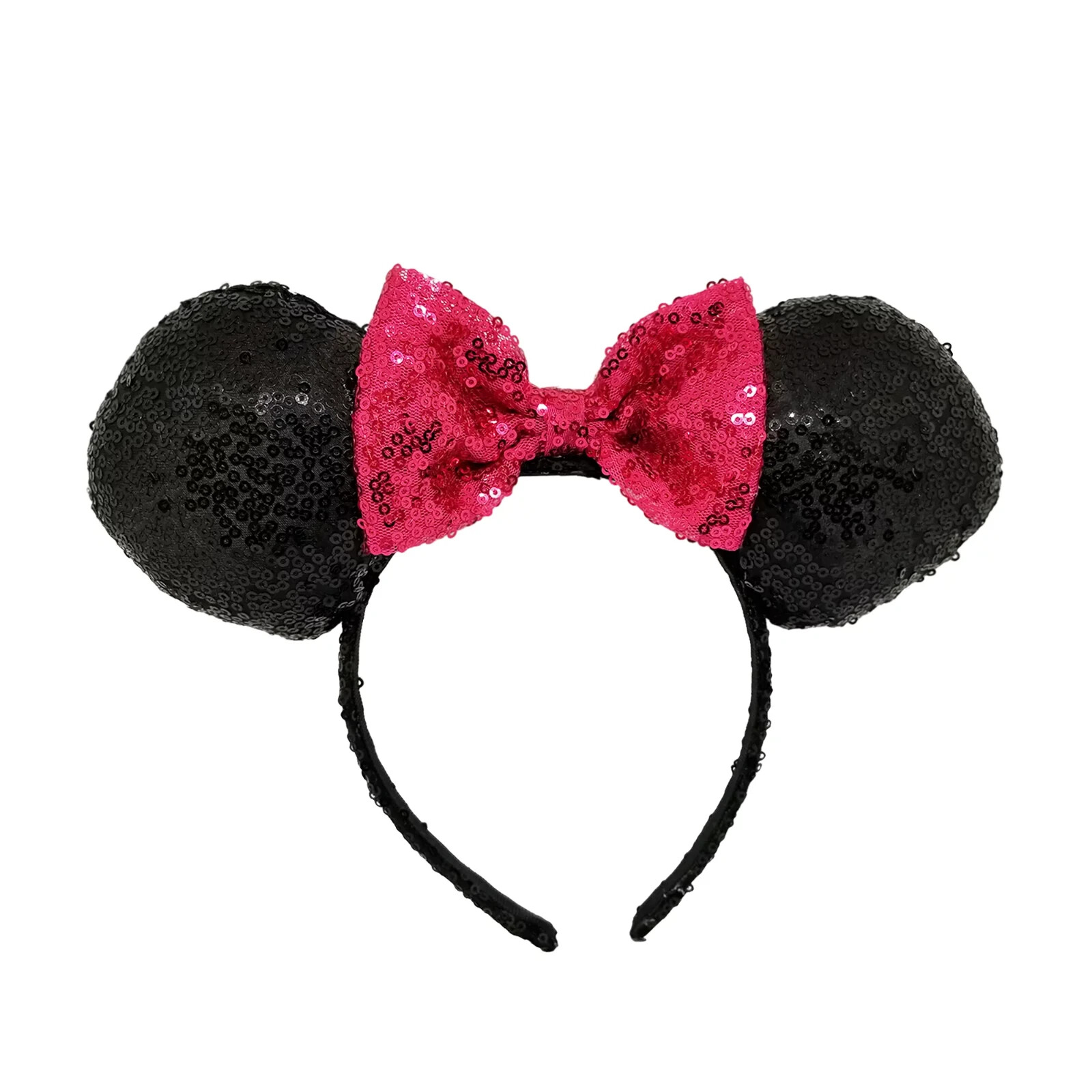 Disney Minnie Mouse Pink Rhinestone Bow Black Ears Headband Age 3+