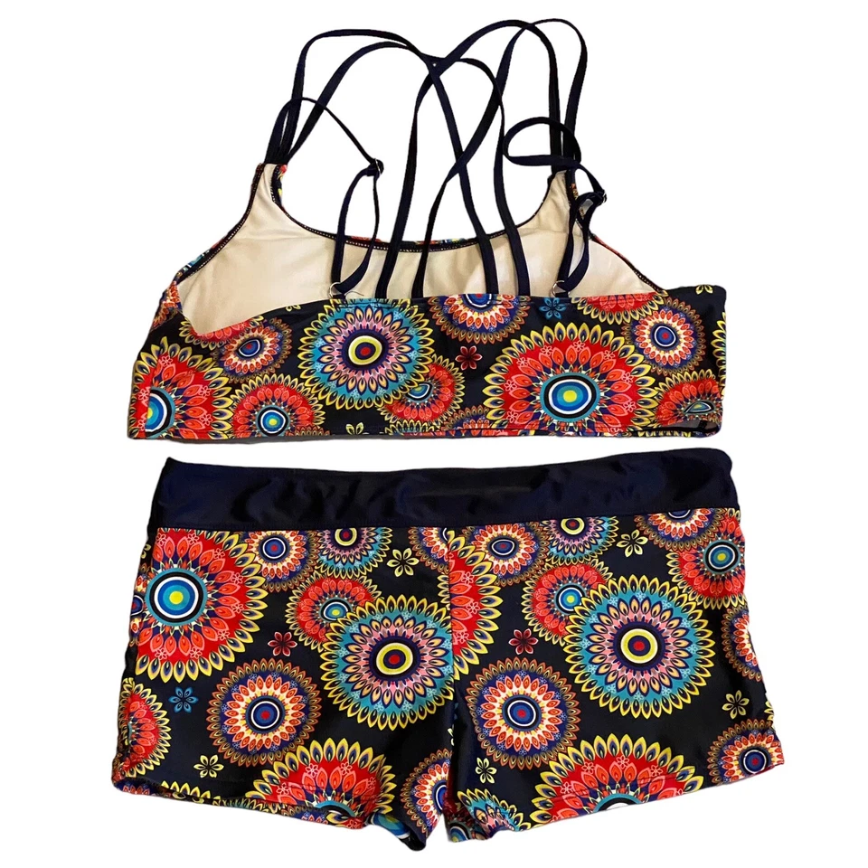 Traje de baño boho de 3 piezas para mujer talla XXL con encubrimiento de encaje verde Foto 4 de 4