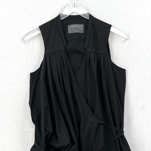 ALLSAINTS Misae Wrap Bubble Dress Womens 8 Black Cotton Sleeveless Wrap Draped - Picture 5 of 14