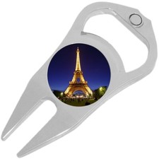 Eiffel Tower Night Paris Golf Ball Marker Divot Repair Tool Bottle Opener