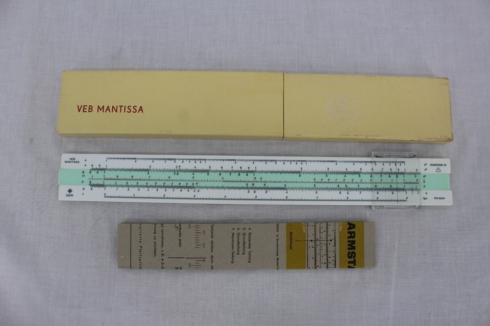 A Cold War-era East German VEB Mantissa duplex slide rule — precision engineering from behind the Iron Curtain with serious collector cachet.