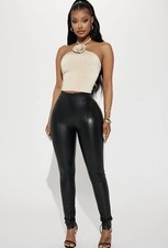 FASHION NOVA Women s Black Faux Leather Leggings