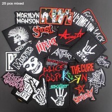 Random Lot of 25 Rock Band Patches Iron on Music Punk Roll Heavy Metal Sew Diy