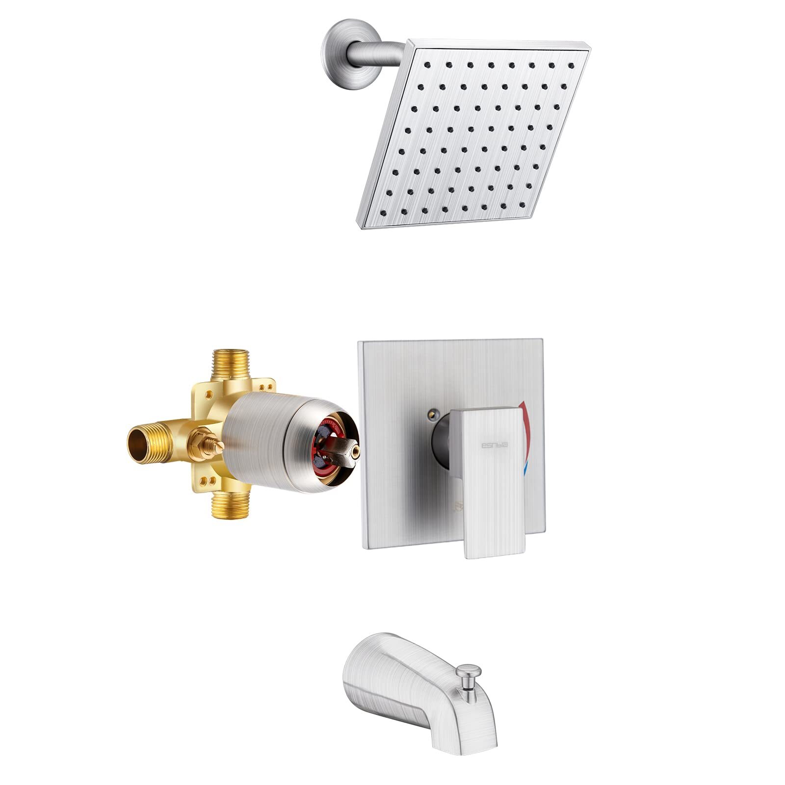 Shower Tub Kit, Tub and Shower Faucet Set（Valve Included) with 6-Inch Rain Sh...