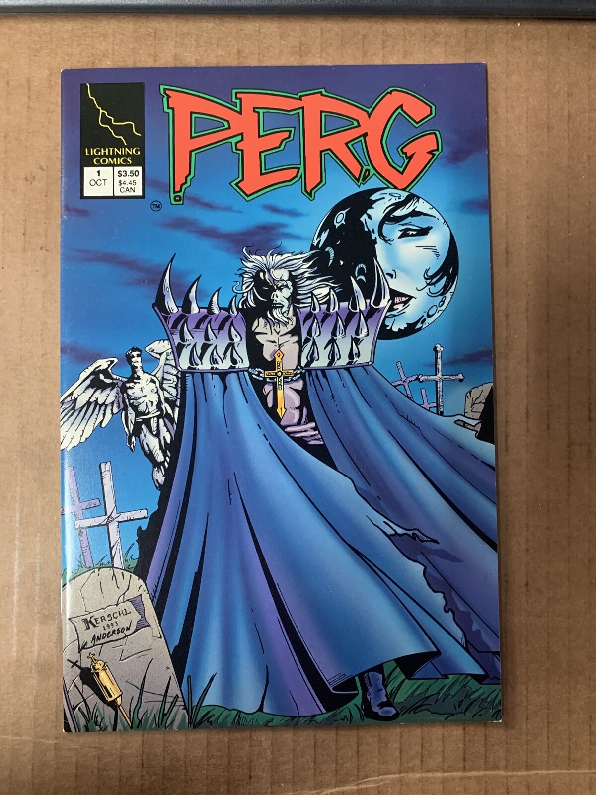 1993 Perg #1 1ST Print October Lightning Comics Glow in the Dark Back Cover