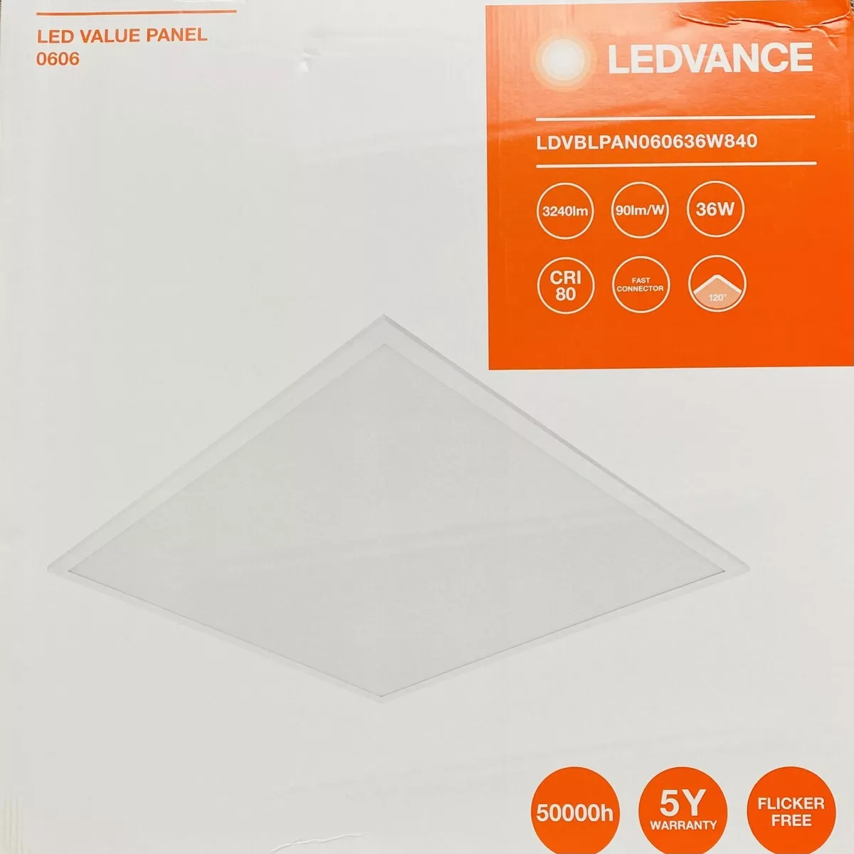Box of 5pcs 36W LEDVANCE LED Panel Ceiling Light 600x600mm 4000K