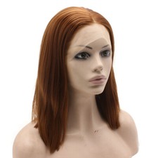 Shoulder Length Straight Synthetic Fiber Lace Front Blonde Wig