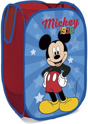 DISNEY Mickey Pop Up Mesh Hamper Laundry Basket Bag Bin Tidy