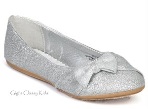 girls silver flats