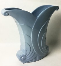 Vintage #512 Abingdon pottery Blue 10 1/2" Art Deco Vase Made in USA