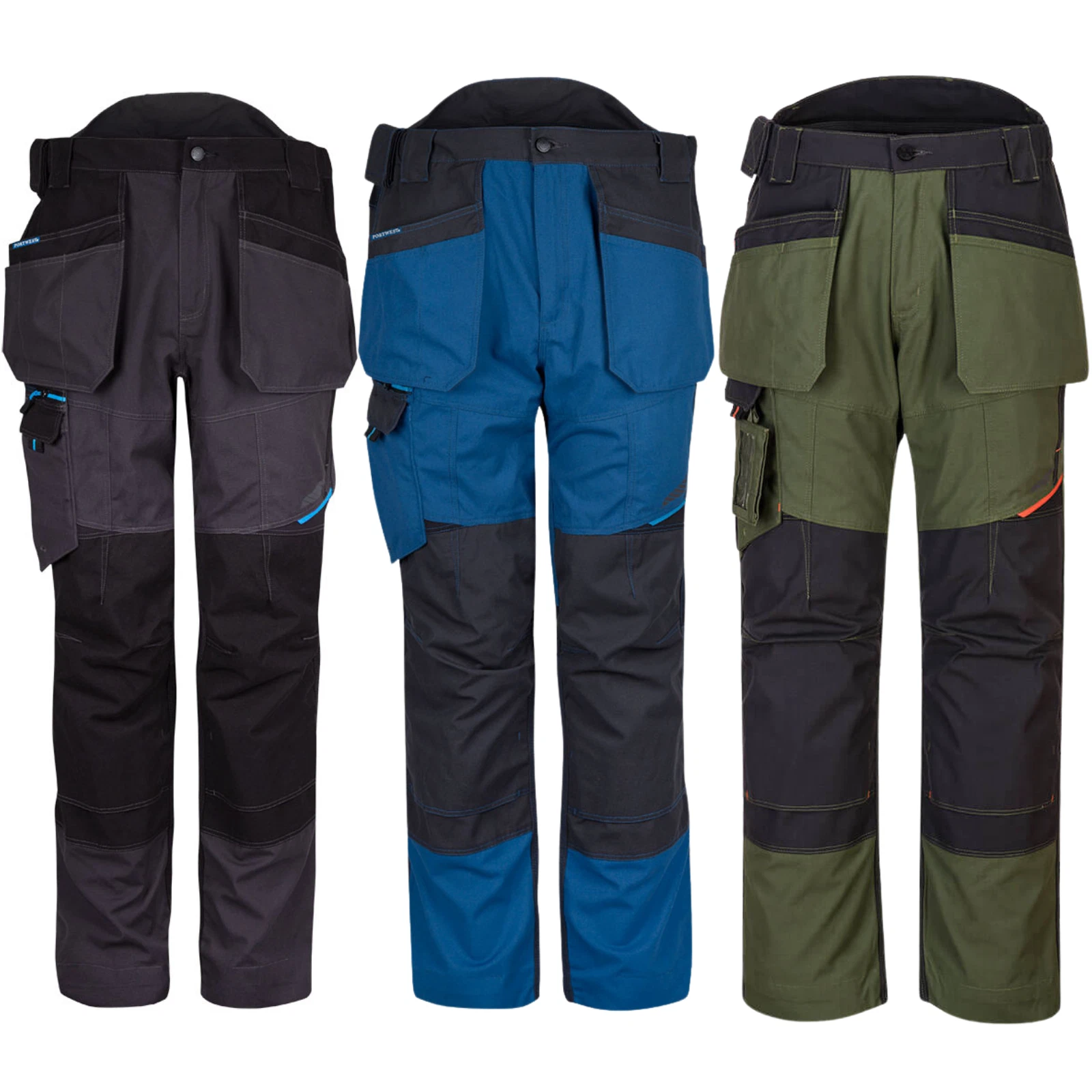 Portwest WX3 Work Holster Trousers Stretch Kneepad Pockets Workwear Cargo Pants