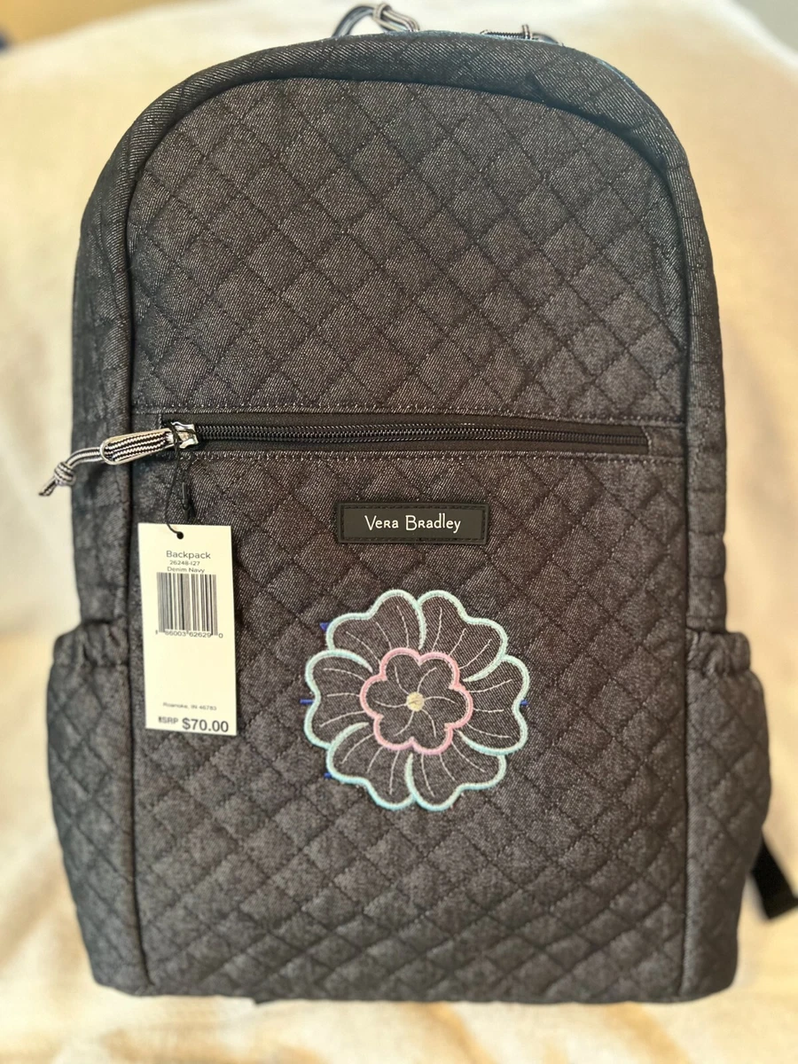 Vera Bradley DENIM NAVY BACK PACK NEW WITH TAGS FLOWER PATTERN