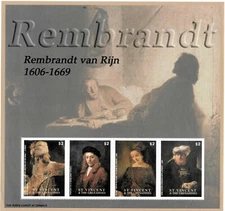 St. Vincent 2003 - Rembrandt Art, Painting - Sheet of 4 Stamps Scott #3106 - MNH
