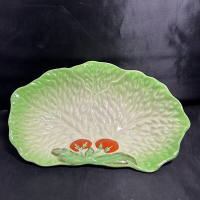 Vintage Midwinter Kohlblatt & Kirsche Design grün Schmuck Schale England