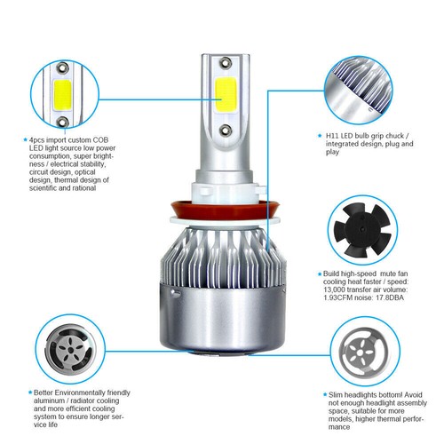For Chevrolet Impala 2006-2013 6x Combo H9 H11 8K LED Headlight Fog Light Bulbs - Picture 10 of 15