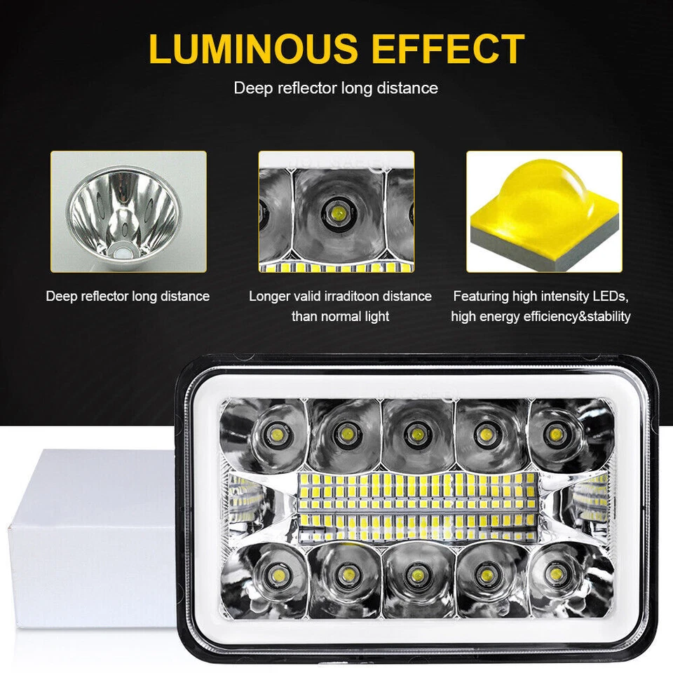 4PCS 4x6" LED Headlights Hi/Lo Sealed Beam DRL For 1977-1986 Chevrolet Caprice — 第 4/4 张图片