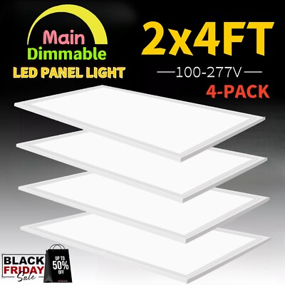 4 Pack 2x4Ft LED Panel Light Drop Ceiling Flat Panel Recessed Troffer Fixtures
