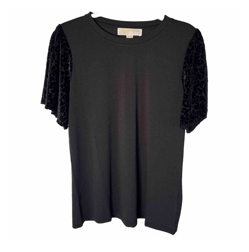 NWT MICHAEL MICHAEL KORS Black Velvet Short Sleeve Crew Neck T-Shirt Size SMALL
