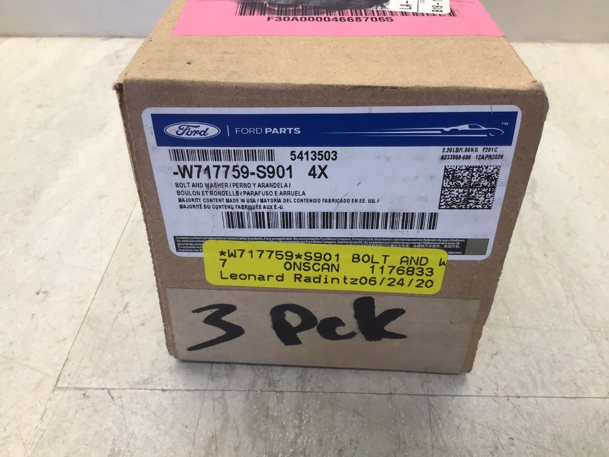 3 Pack 2017-2019 Ford Super Duty OEM Rear Frame Mount Bolt W717759 