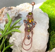 1pc Vintage Heart Dangle Belly Ring Navel Piercing Pierced Naval Body Jewelry