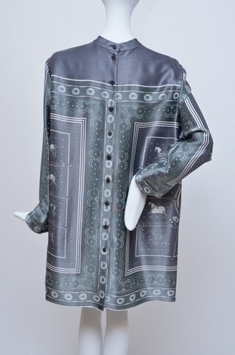 Very Few Made HERMES Horse Print Runway Metallic Jacquard Tunic Top NEW W Tags - Picture 4 of 12