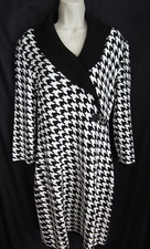 Calvin Klein Black White Checkered Houndstooth Stretch Career Sweater Dress P