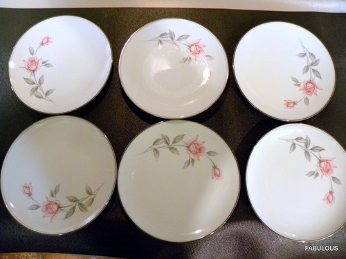 6 Noritake Rosemarie 6044 Mittagessen/Salatteller 8 1/4" Rosa Rosen Platinrand