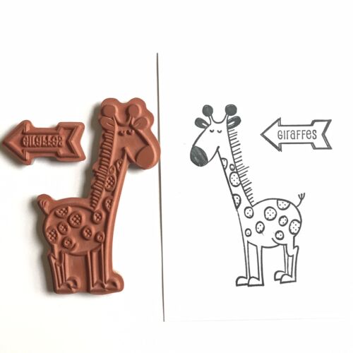 Giraffe Rubber Stamp Unmounted Dotted Arrow Sign 2" x 3 1/2"