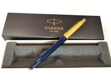 PARKER  JOTTER 24K.Vergoldet dunkel Blau + Pers&ouml;nliche Gravur Kugelschreiber