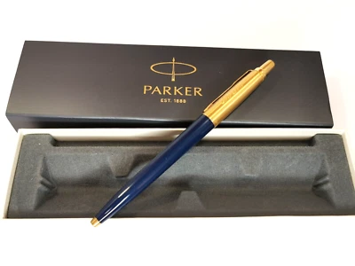 24K.Vergoldet PARKER Kugelschreiber JOTTER dunkel Blau + Persönliche Gravur