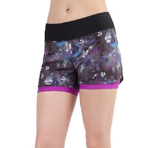 Женские шорты Mondetta Active с подкладкой из спандекса, черные с цветочным рисунком, Sm