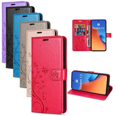 Hülle Xiaomi Redmi 12 Handy Tasche Handyhülle Wallet Case Flip Cover Blumen Etui