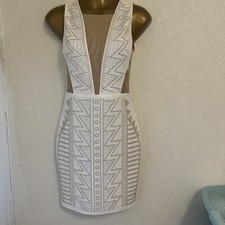 Women's  Sleeveless  Rhinestone Mesh Midi Dress - Cream Zip Back