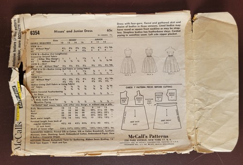 Mc-6354 Vintage 1960s Dress Sewing Pattern McCall's Bust 32" Complete - Picture 2 of 3