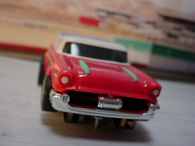 Rare TOMY Aurora AFX Turbo Cars 1957 CHEVY NOMAD slot car ~ pink