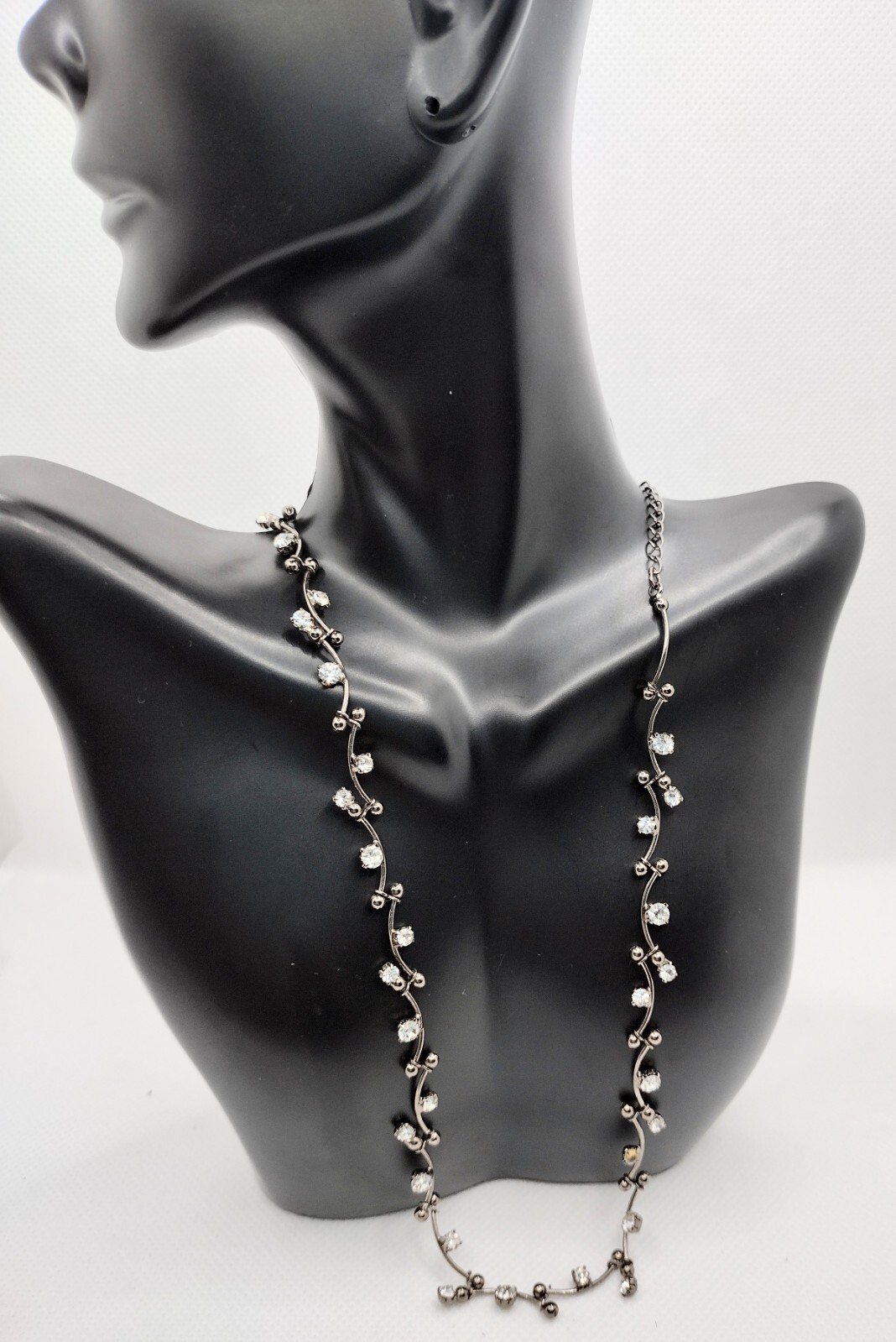 Vintage Victorian Diamonds & Curves Choker Necklace Signed Monet Adjustable WOW!