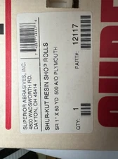 SUPERIOR ABRASIVES SHUR-KUT SHOP ROLL 12117 1" X 50 YD 500 GRIT A/O