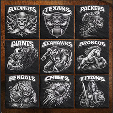 Custom NFL Team Black Slate Coasters Set of 4 Football Fan Gift Man Cave