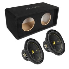 NVX NE102P Dual 10" Slot Ported 3/4" MDF Subwoofer Enclosure w/ CompC Subwoofer