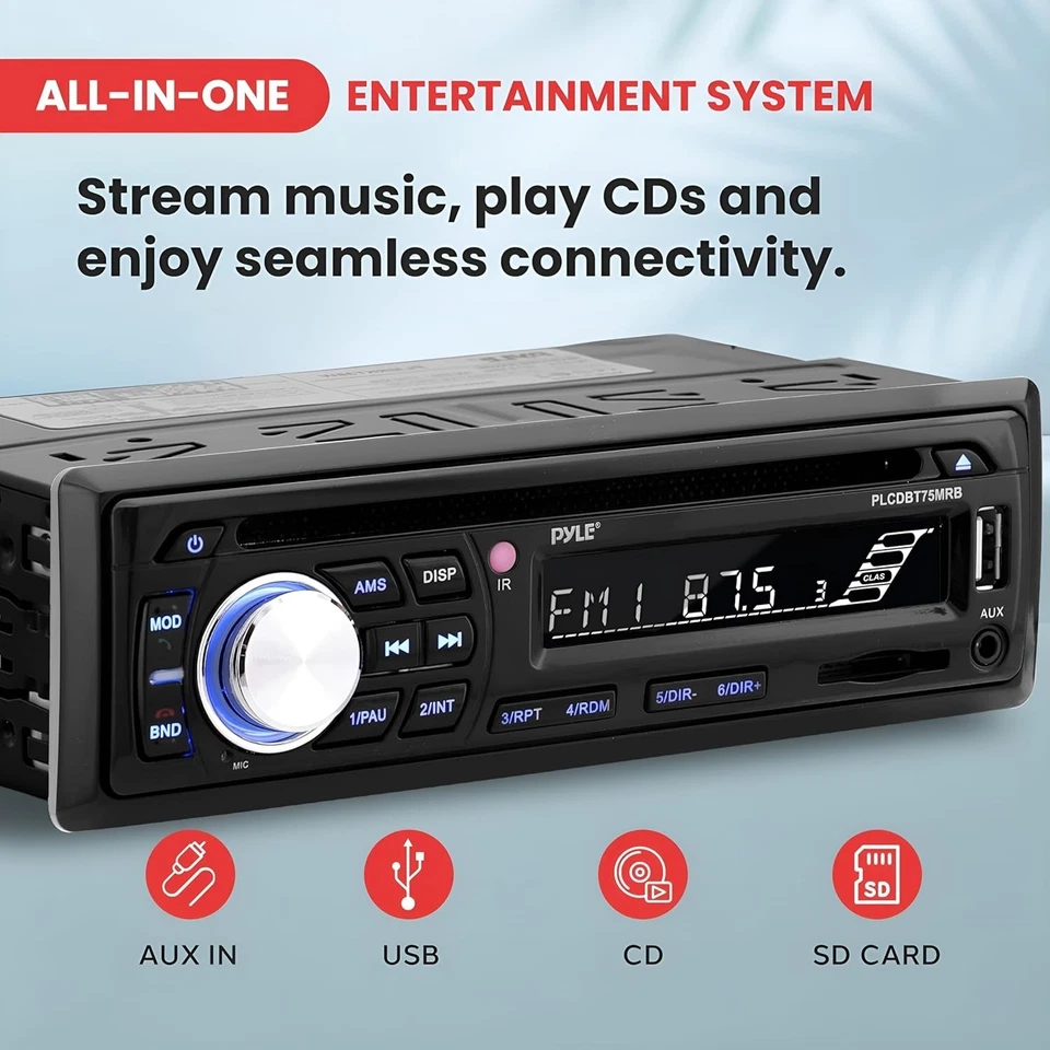 Pyle 6.5” Bluetooth Car Stereo, Waterproof , Single DIN Radio, 200-watt - Image 3 of 4