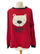 Red Bear Pyjama Top Size M Next Long Sleeve Cotton Blend Women  s
