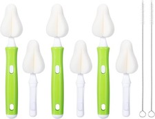 8 Piece Sponge Nipple Bottle Brushes Baby Bottle Brush W/ 3 Piece Nipple Cleaner