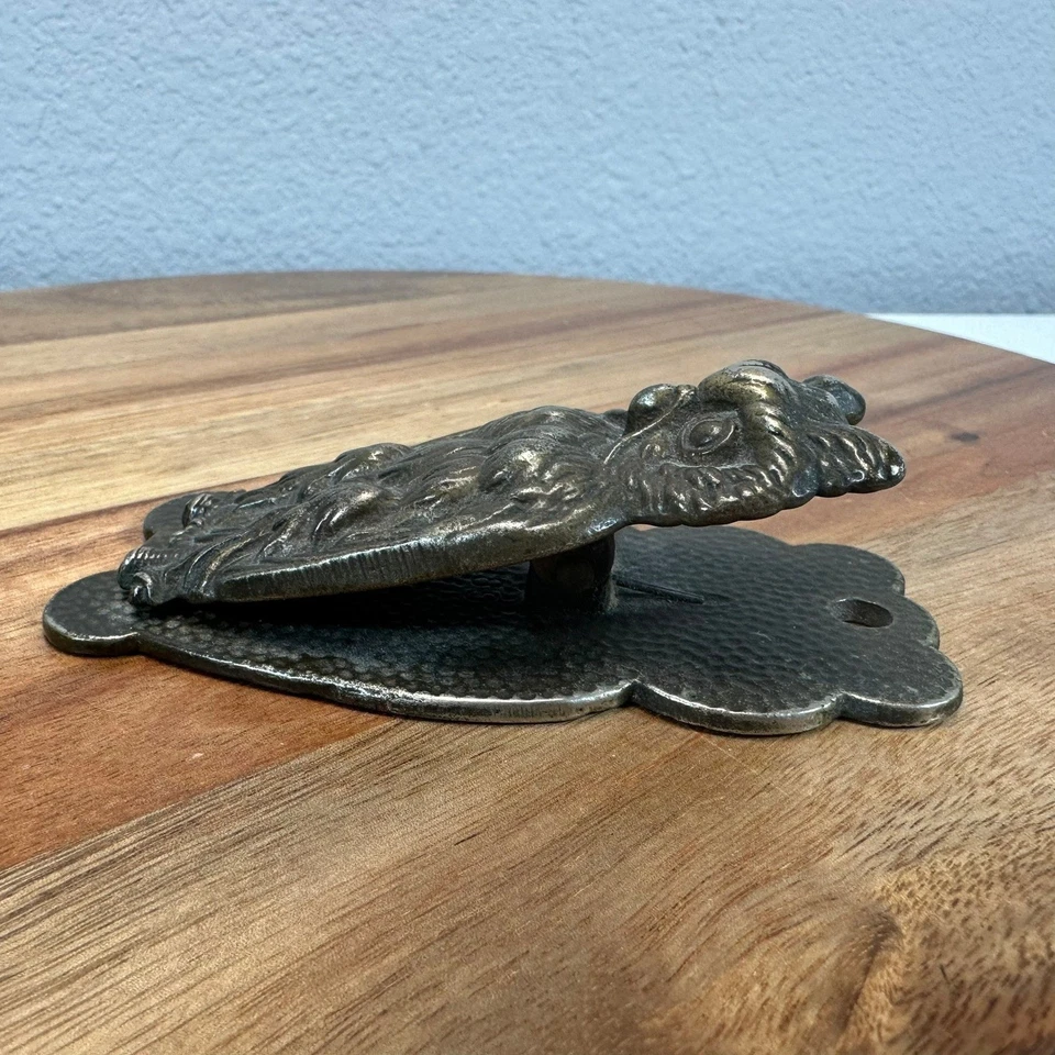 Antiguo Latón/Hierro Fundido #5189 Búho Cornudo Clip de Papel Carta Receta Soporte Escritorio Foto 2 de 4