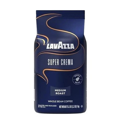 Lavazza Super Crema Whole Bean Coffee, Medium Espresso Roast, Arabica 2.2 lb Ba