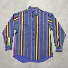 Vintage Wrangler Brushpopper Shirt 17 35 XL Western Rodeo 1980s Striped Cowboy